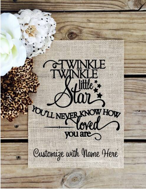 Custom Burlap Nursery Sign, Twinkle Little Star, Baby Shower Gift
