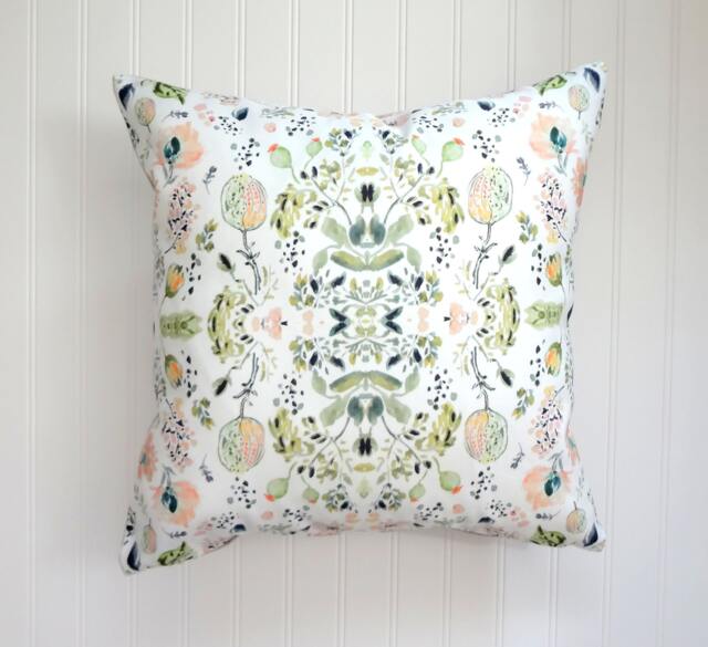 Botanical Mood No.1 Pillow Cover, Designer Fabric Farmhouse Decor, Cottage 18x18, 20x20, 22x22, 24x24 - image 1