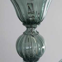 Venetian Chandelier Blown Glass Green Murano, 6-Light Fixture - Handmade Italy - thumbnail 4