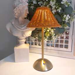 Cordless Touch Lamp. Beautiful Hand Woven Rattan Style Usb Rechargeable Table Lamp.cordless Four Stand Colours - thumbnail 1