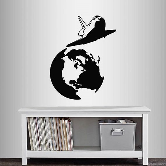 In-Style Decals Wall Vinyl Decal Decor Art Sticker Space Shuttle Planet Earth Boys Girls Kids Room Removable Mural Unique Design 149 - image 1