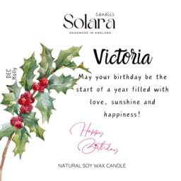 Personalised December Birth Flower Soy Candle Gift Set, Dec Month For Sister Aunt Mum Daughter Friends, 30Th 40Th Birthday Gift - thumbnail 2