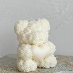 Rose Teddy Bear Candle, Valentine's Day Gift For Her, Soy Wax Love Romantic Home Decor - 10cm - thumbnail 3
