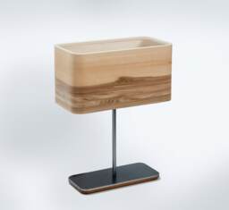 Handmade Table Lamp Made Of Red Gum Wood Veneer, Minimalist Linear Design, Desk Light, Modern Rectangle Lampshade From Natural Veneer