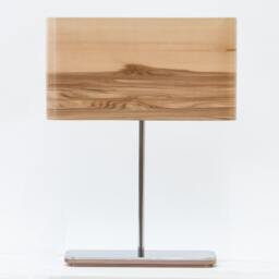 Handmade Table Lamp Made Of Red Gum Wood Veneer, Minimalist Linear Design, Desk Light, Modern Rectangle Lampshade From Natural Veneer - thumbnail 3