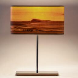 Handmade Table Lamp Made Of Red Gum Wood Veneer, Minimalist Linear Design, Desk Light, Modern Rectangle Lampshade From Natural Veneer - thumbnail 2
