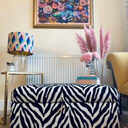 Coffee Table Footstool With Storage in Luxury Zebra Pattern - thumbnail 3