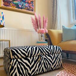Coffee Table Footstool With Storage in Luxury Zebra Pattern - thumbnail 2