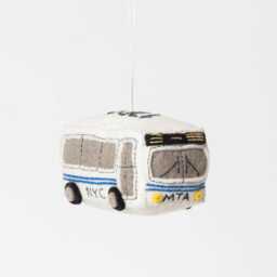 Nyc Bus Ornament, Hand Felted Public Transportation Charm, Handmade Urban Christmas Decor - thumbnail 2