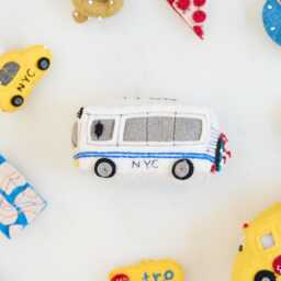 Nyc Bus Ornament, Hand Felted Public Transportation Charm, Handmade Urban Christmas Decor