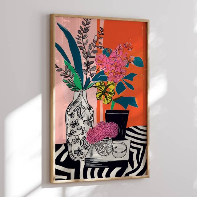 Abstract Flowers Illustration Poster - Unique Girl Room Decor - image 1