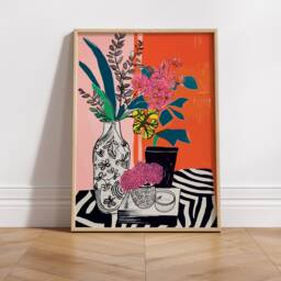 Abstract Flowers Illustration Poster - Unique Girl Room Decor - thumbnail 2