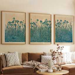 Water Garden Posters Set Of 3, Japanese Nature Art Prints Wall Decor - thumbnail 3