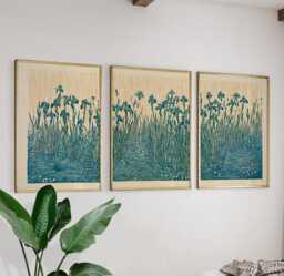 Water Garden Posters Set Of 3, Japanese Nature Art Prints Wall Decor - thumbnail 1