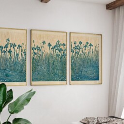 Water Garden Posters Set Of 3, Japanese Nature Art Prints Wall Decor - thumbnail 2