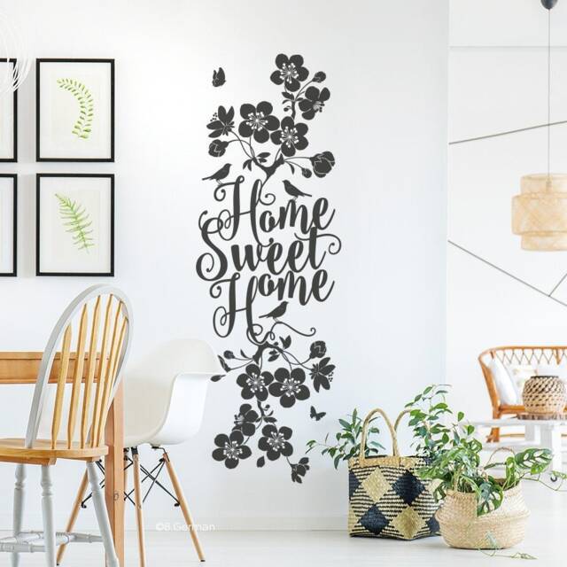 Wall Sticker Home Sweet Decal Family Living Room Cherry Blossoms Branch Tendril Flower Art Ws18A - image 1