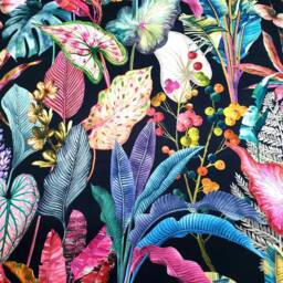 Acid Jungle Velvet Lampshade. Black & Pink Tropical Suitable For Ceiling Pendant Or Table Lamp - thumbnail 2