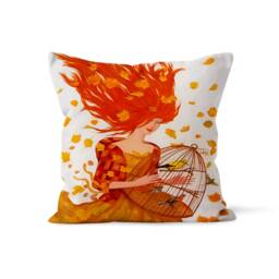 Orange Elephant Cushion Cover, Ethnic Flower Pillowcase, Women's Boho Home Decor, Exotic Living Room Accent, Unique Bedroom Throw Pillow - thumbnail 2