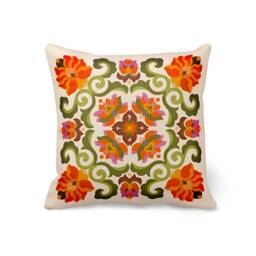 Orange Elephant Cushion Cover, Ethnic Flower Pillowcase, Women's Boho Home Decor, Exotic Living Room Accent, Unique Bedroom Throw Pillow - thumbnail 4
