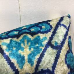 Handwoven Silk Lumbar Pillow Cover, Ikat Accent Cushion - 10x24 - thumbnail 2