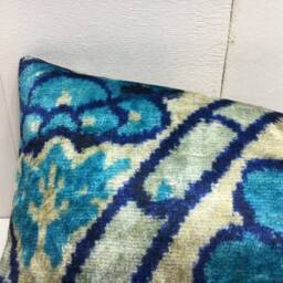 Handwoven Silk Lumbar Pillow Cover, Ikat Accent Cushion - 10x24 - thumbnail 3