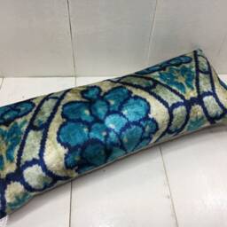 Handwoven Silk Lumbar Pillow Cover, Ikat Accent Cushion - 10x24 - thumbnail 4