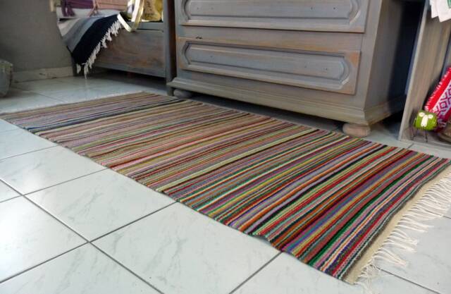 Handwoven Bulgarian Colorful Wool Rug - Retro Accent For Modern Home. Striped Rug. Hand Woven Runner, Art Design, Floor Rug, Area - image 1