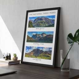 The National Three Peaks Print & Frame Gift - Personalised Walk Hike Present Ben Nevis Scafell Pike Snowdon Painting Drawing Challenge 3 - thumbnail 2