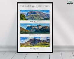 The National Three Peaks Print & Frame Gift - Personalised Walk Hike Present Ben Nevis Scafell Pike Snowdon Painting Drawing Challenge 3 - thumbnail 1