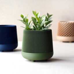 Modern Plant Pot With Texture & Saucer Plate - Small Succulent Planter, Minimalist Home Decor Gift For Lovers - thumbnail 1