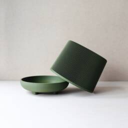 Modern Plant Pot With Texture & Saucer Plate - Small Succulent Planter, Minimalist Home Decor Gift For Lovers - thumbnail 2