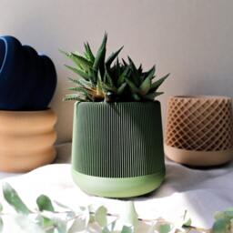 Modern Plant Pot With Texture & Saucer Plate - Small Succulent Planter, Minimalist Home Decor Gift For Lovers - thumbnail 3