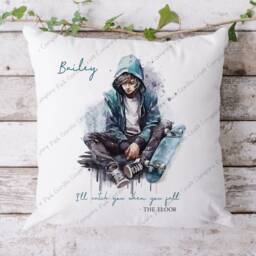 Skateboarder Pillow, Cushion, Gift, Skater Gift For Him, Skateboard, Skateboarder, Skating - thumbnail 2