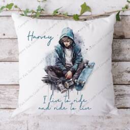 Skateboarder Pillow, Cushion, Gift, Skater Gift For Him, Skateboard, Skateboarder, Skating - thumbnail 3