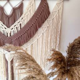Woven Wall Hanging, Macrame Wall Hanging, Minimalist Neutral Wool Decoration, Long Single Tassel Textile Bohemian Decor, Headboard - thumbnail 4