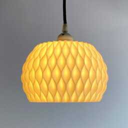 3D Printed Wavy Lampshade Midcentury Modern Pendant Light - E27/B22 Fitting - thumbnail 2