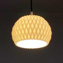 3D Printed Wavy Lampshade Midcentury Modern Pendant Light - E27/B22 Fitting - thumbnail 3