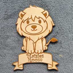 Personalised Lion Door Sign, Engraved Wood Nursery Decor - thumbnail 3