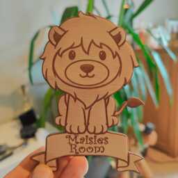 Personalised Lion Door Sign, Engraved Wood Nursery Decor - thumbnail 2