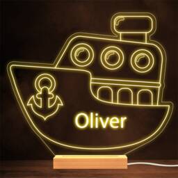 Kids Ship Personalised Gift Lamp Night Light - thumbnail 1