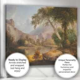 Tranquil Mountain Lake Waterfall Classical Landscape Canvas Wall Art Print Decor Picture Ready To Hang - thumbnail 3