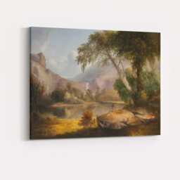 Tranquil Mountain Lake Waterfall Classical Landscape Canvas Wall Art Print Decor Picture Ready To Hang - thumbnail 4