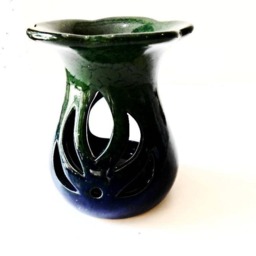 Essential Oil Diffuser Ceramic Burner Hot Blue Green Porcelain Room Fragrance Feng Shui Aromatherapy Candle Warmer Hand Painted Art - thumbnail 3