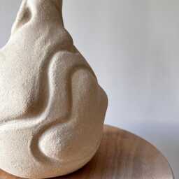 Handmade Ceramic Flower Vase Textured Lace Design - thumbnail 3