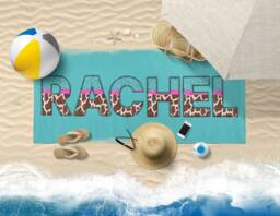 Personalised Beach Towel, Animal Print Name, Pool Custom Swim Holiday Girls Holiday, Hen Party - thumbnail 1