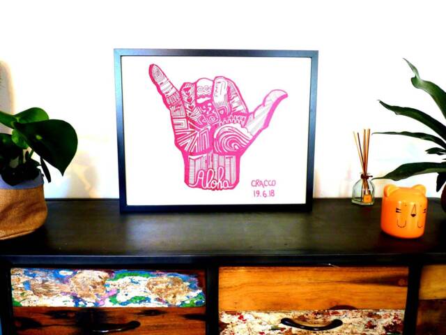 Shaka Aloha - Polynesia, Hawaiian Sign/Surf Painting, Cracco Art Print, Surf Patterns, Print Patterns Doodle - image 1