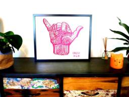 Shaka Aloha - Polynesia, Hawaiian Sign/Surf Painting, Cracco Art Print, Surf Patterns, Print Patterns Doodle - thumbnail 1