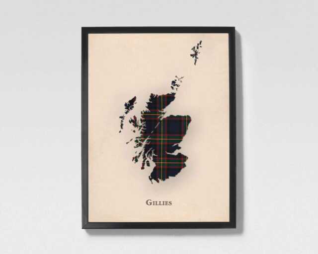 Clan Gillies Scottish Tartan Map - Of Scotland Family Wall Decor, Ready To Hang - image 1