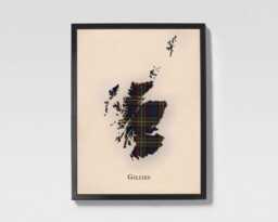 Clan Gillies Scottish Tartan Map - Of Scotland Family Wall Decor, Ready To Hang - thumbnail 1