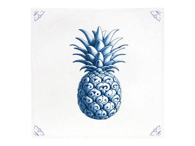 Pineapple, Tile, Delft Blue, Kitchen Bathroom Wall Art, Kitchen, Fruit, Pine, Blue Summer, Pina Colada, Ceramic - image 1